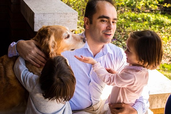 Adil Baguirov with kids & dog